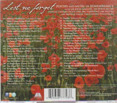 John Gielgud, Derek Jacobi, BBC Symphony Orchestra, Andrew Davis - Lest We Forget: Poetry And Music Of Remembrance