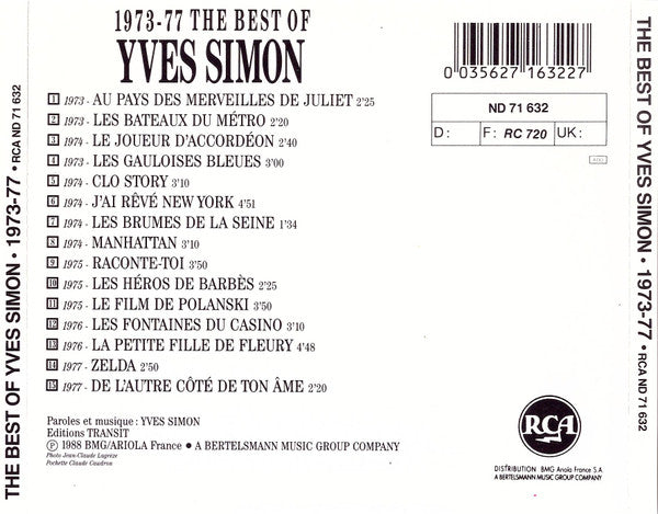 Yves Simon - 1973-77 The Best Of Yves Simon