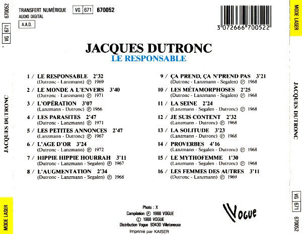 Jacques Dutronc - Le Responsable