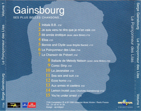 Serge Gainsbourg - Ses Plus Belles Chansons Vol 1 Le Poinçonneur Des Lilas