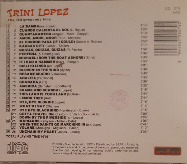 Trini Lopez - His 28  Greatest Hits