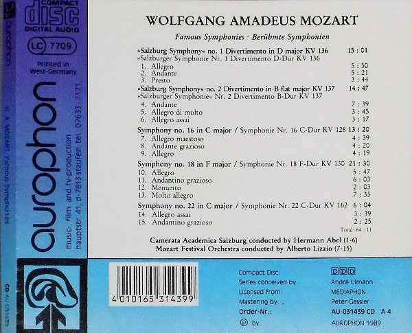 Wolfgang Amadeus Mozart - Sal Camerata Academica