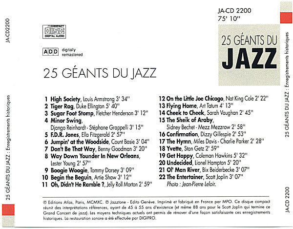 25 Géants Du Jazz: Enregistrements Historiques