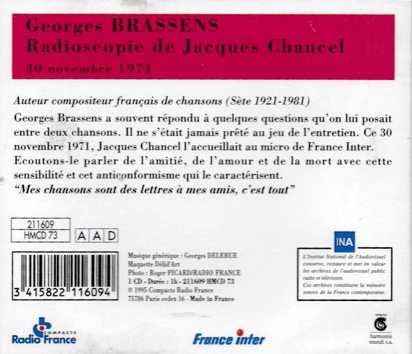 Georges Brassens Avec Jacques Chancel - Georges Brassens Radioscopie Jacques Chancel