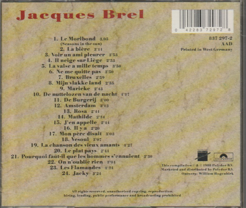 Jacques Brel - De 24 Grootste Successen