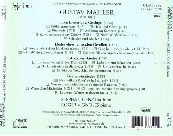 Gustav Mahler - Stephan Genz, Roger Vignoles - Songs