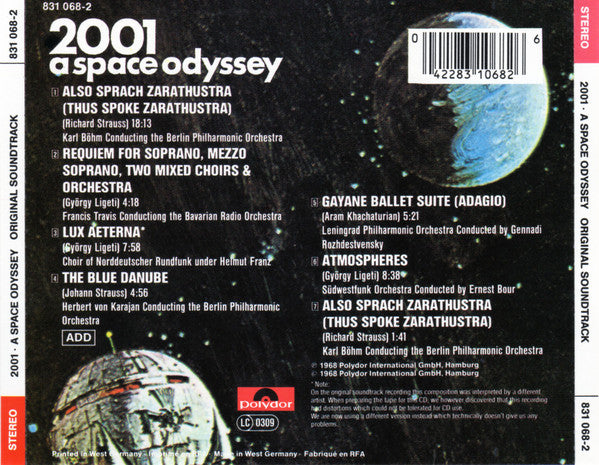 2001 - A Space Odyssey Music From The Motion Picture Sound Track