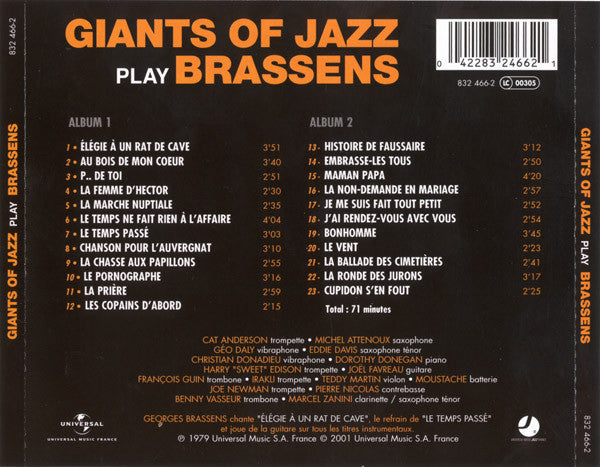 Eddie Lockjaw Davis - Harry Edison - Joe Newman - Cat Anderson - Dorothy Donegan - Moustache - Giants Of Jazz Play Brassens