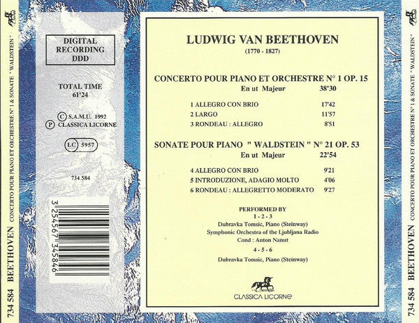 Ludwig van Beethoven - Dubravka Tomsic - Concerto Pour Piano et Orchestre No.1 & Sonate Waldstein