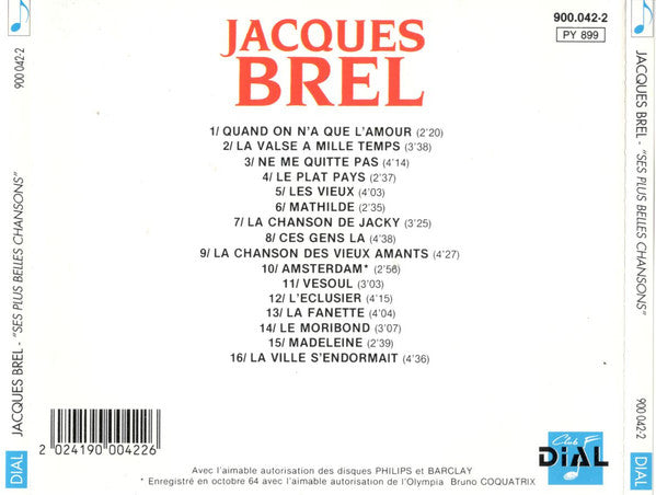 Jacques Brel - Ses 16 Plus Belles Chansons