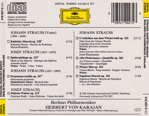 Johann Strauss Sr. & Josef Strauß - Berliner Philharmoniker, Herbert von Karajan - Radetzky-Marsch