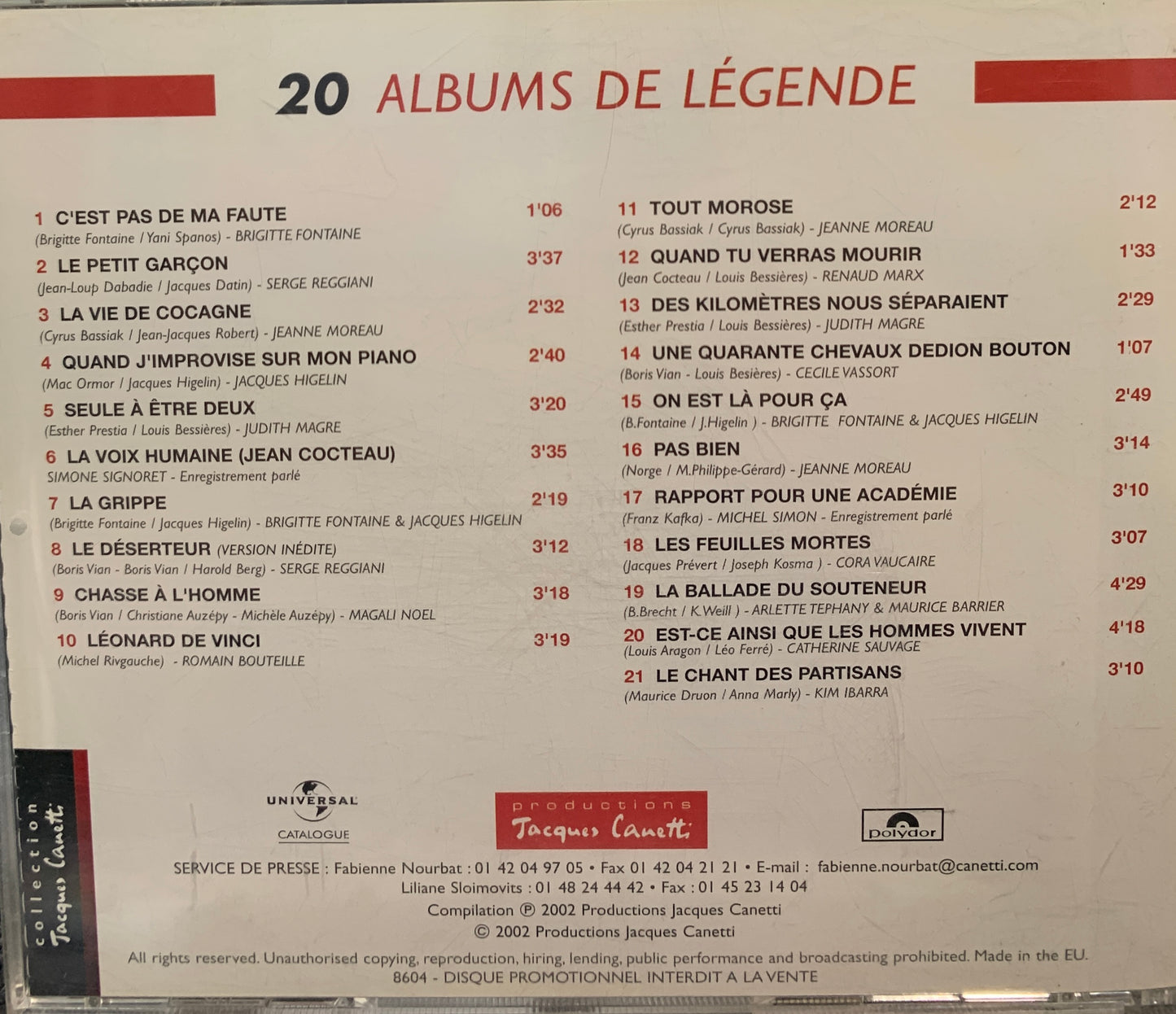 20 Albums de légende