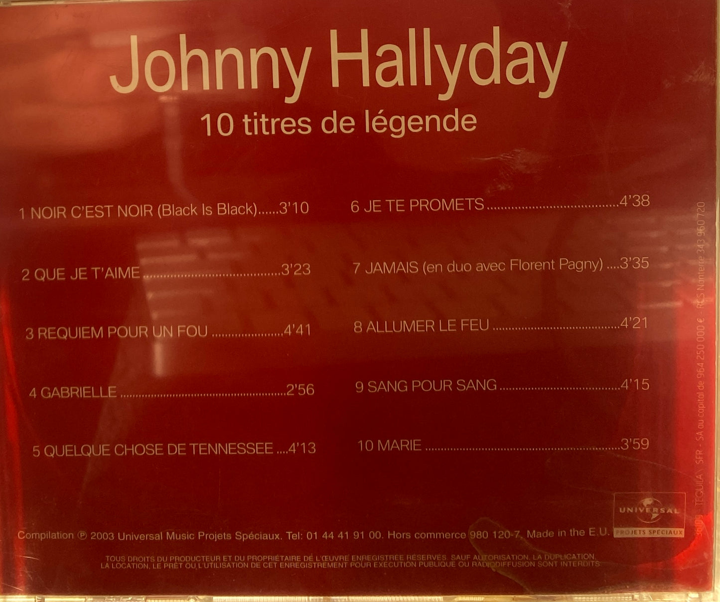 Johnny Hallyday - 10 titre de légende