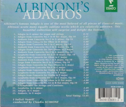 Tomaso Albinoni –  I Solisti Veneti, Claudio Scimone - Albinoni's Adagios