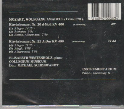 Wolfgang Amadeus Mozart, Collegium Musicum Copenhagen, Michael Schønwandt, Elisabeth Westenholz - Piano Concertos Nos. 20 And 23