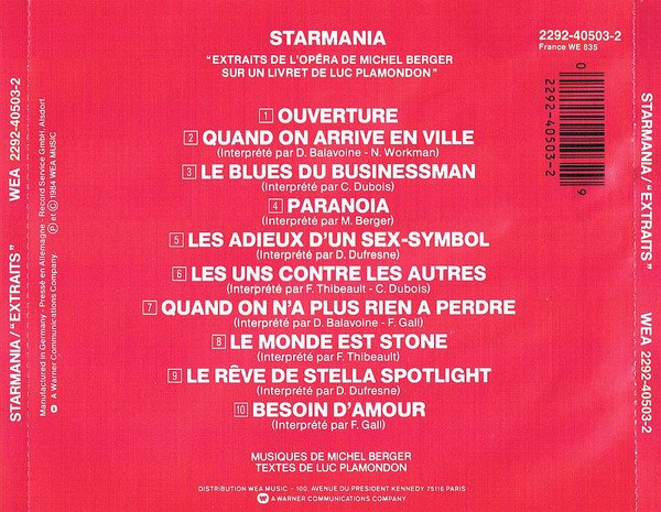 Starmania - Michel Berger, Luc Plamondon Extraits De L'Opéra