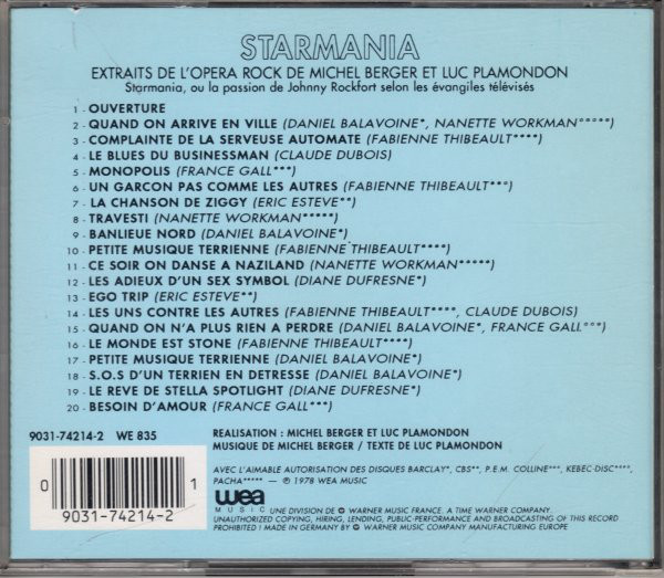 Starmania - Version Originale (Extraits) Michel Berger