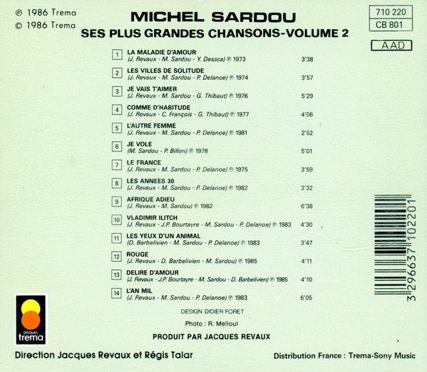 Michel Sardou - Ses Plus Grandes Variété Françaises  Volume 2