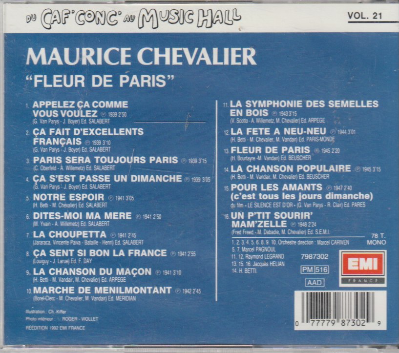 Maurice Chevalier – Fleur De Paris - Du Caf'Conc Au Music Hall